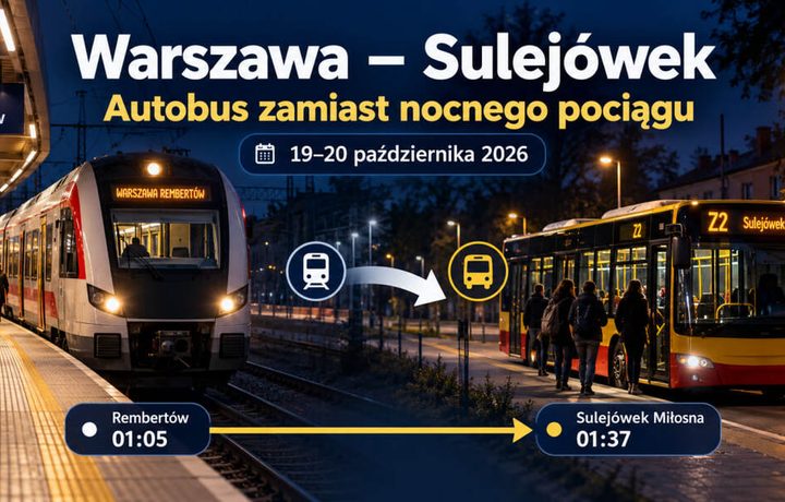 Zmiany w kursowaniu pociągów Warszawa – Sulejówek 19–20 października: dlaczego ruszą autobusy Z2, skąd odjadą i jak dojechać do Mińska Mazowieckiego