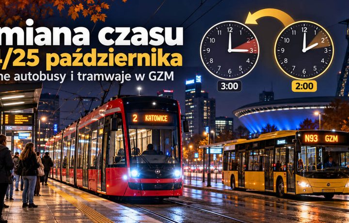 Zmiana czasu w GZM 24/25 października 2026: które autobusy i tramwaje obejmą zmiany i jak będą kursować w nocy?