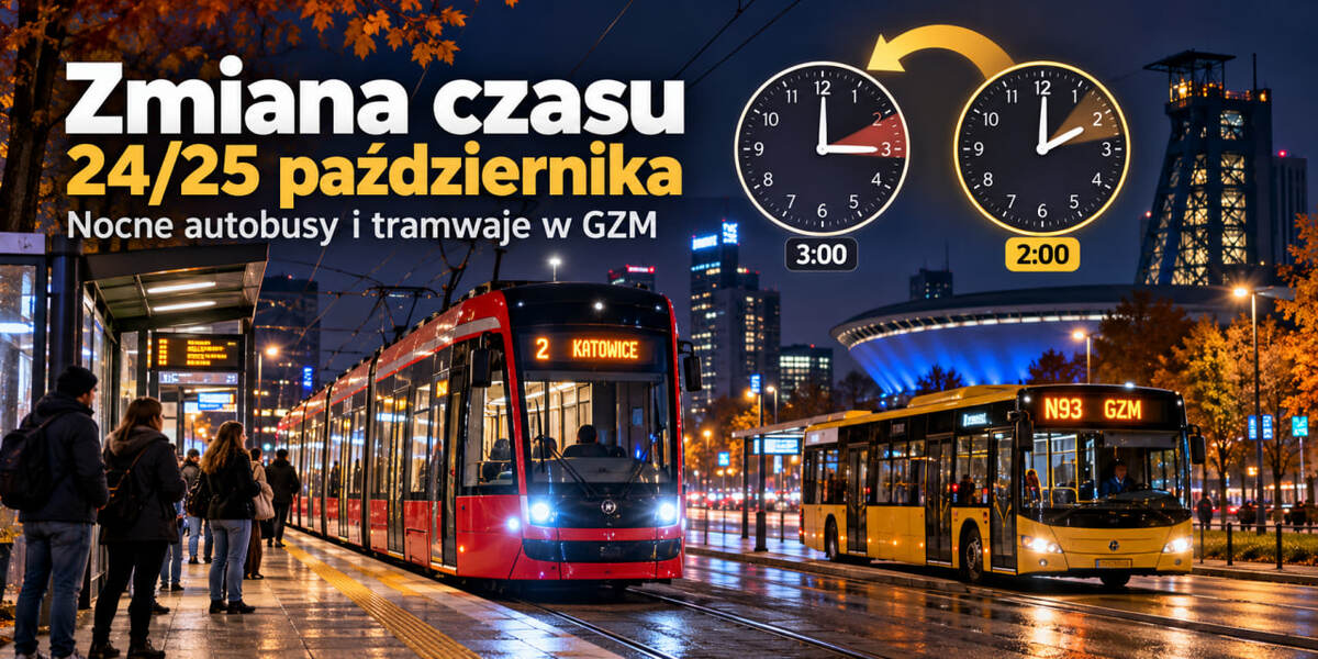 Zmiana czasu w GZM 24/25 października 2026: które autobusy i tramwaje obejmą zmiany i jak będą kursować w nocy?