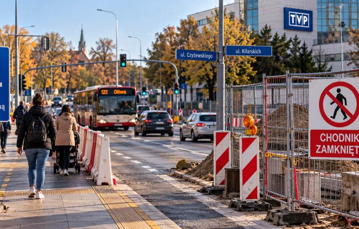 Gdańsk: od 21 października zamknięte chodniki przy Nowej Opackiej. Którędy przejdą piesi i jak długo potrwają utrudnienia?