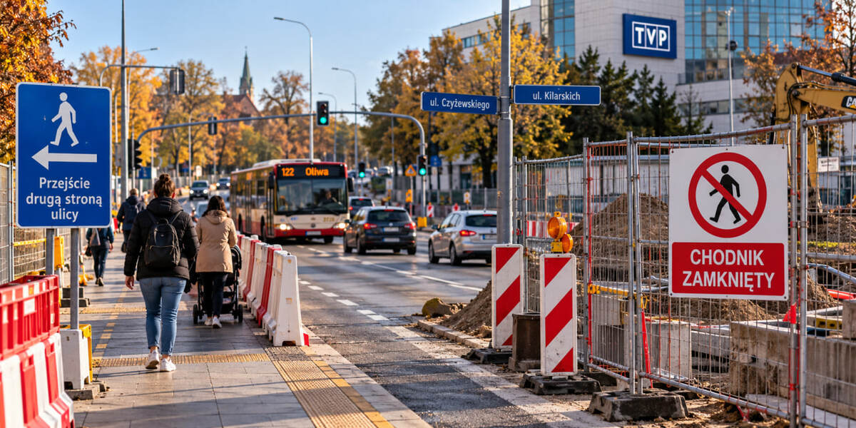 Gdańsk: od 21 października zamknięte chodniki przy Nowej Opackiej. Którędy przejdą piesi i jak długo potrwają utrudnienia?