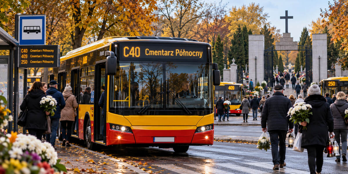 Warszawa: od 26 października C40 kursuje co 10 minut. Jak dojechać na cmentarze i co zmienia się na liniach 409 i 250?